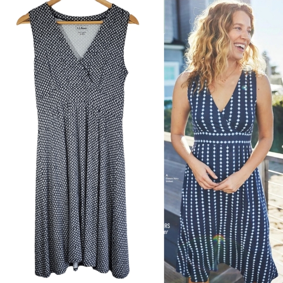 L.L. Bean Dresses Ll Bean Summer Knit Buoy Print Navy White
